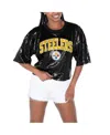 Gameday Couture Women's Black Washington Commanders Rise Up Sequin Cropped T-shirt In Black