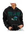Gameday Couture Women's Black Tulane Green Wave Studded Pullover Hoodie In Black