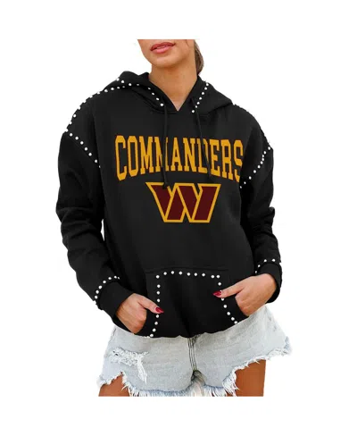 Gameday Couture Women's Black Washington Commanders Catch The Vibe Studded Pullover Hoodie