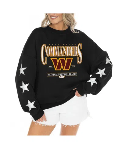 Gameday Couture Women's Black Washington Commanders Rhinestone Star Sleeve Settle The Score Tri-blend Pullover