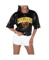Gameday Couture Women's Black Washington Commanders Rise Up Sequin Cropped T-shirt In Black