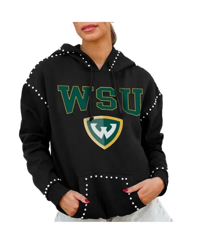 Gameday Couture Women's Black Wayne State Warriors Studded Pullover Hoodie