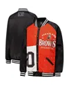 Gameday Couture Women's Black/orange Cleveland Browns Oversized Hot Shot Rhinestone Throwback Full-snap Varsity Bomb In Black,orange