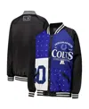 Gameday Couture Women's Black/royal Indianapolis Colts Oversized Hot Shot Rhinestone Throwback Full-snap Varsity Bom In Blue