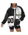 Gameday Couture Women's Black/white Las Vegas Raiders Oversized Hot Shot Rhinestone Throwback Full-snap Varsity Bomb In Black,white