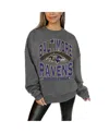 Gameday Couture Women's Charcoal Washington Commanders Long Weekend Premium Fleece Drop Shoulder Pullover Sweatshirt In Charcoal