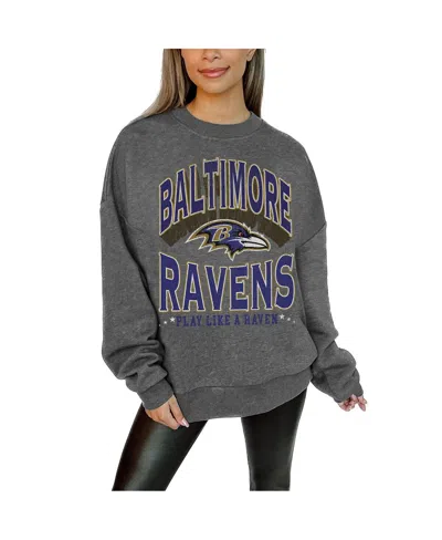 Gameday Couture Women's Charcoal Washington Commanders Long Weekend Premium Fleece Drop Shoulder Pullover Sweatshirt