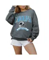 Gameday Couture Women's Charcoal Carolina Panthers Oversized Seal The Deal Premium Fleece Drop Shoulder Pullover Swe In Gray