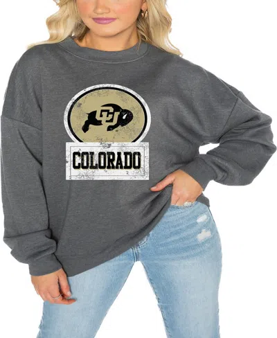Gameday Couture Women's Charcoal West Virginia Mountaineers Drop Shoulder Fleece Drop Pullover Sweatshirt