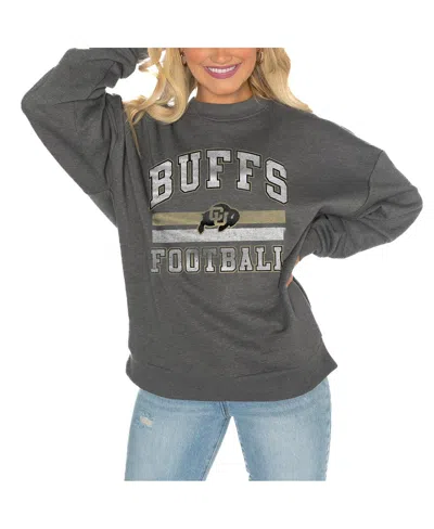 GAMEDAY COUTURE WOMEN'S CHARCOAL COLORADO BUFFALOES DROP SHOULDER FLEECE DROP PULLOVER SWEATSHIRT