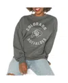 Gameday Couture Women's Charcoal West Virginia Mountaineers Good Vibes Premium Fleece Drop Shoulder Pullover Sweatsh In Charcoal