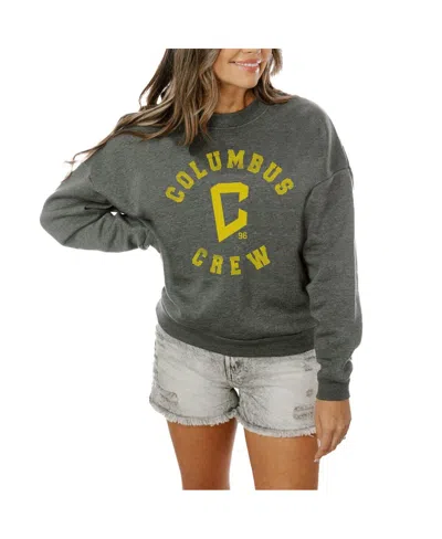 Gameday Couture Women's Charcoal Columbus Crew Oversized Fleece Pullover Sweatshirt In Blue