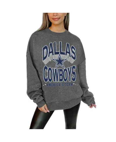 GAMEDAY COUTURE WOMEN'S CHARCOAL DALLAS COWBOYS LONG WEEKEND PREMIUM FLEECE DROP SHOULDER PULLOVER SWEATSHIRT