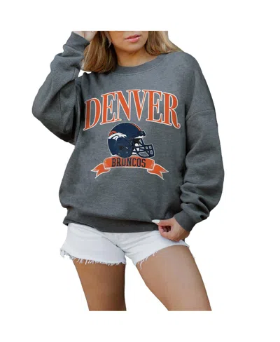 Gameday Couture Women's Charcoal Denver Broncos Oversized Seal The Deal Premium Fleece Drop Shoulder Pullover Sweats In Gray