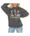 Gameday Couture Women's Charcoal Florida State Seminoles Good Vibes Premium Fleece Drop Shoulder Pullover Sweatshirt In Charcoal