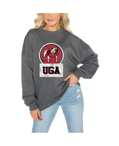 GAMEDAY COUTURE WOMEN'S CHARCOAL GEORGIA BULLDOGS DROP SHOULDER FLEECE DROP PULLOVER SWEATSHIRT