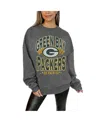 Gameday Couture Women's Charcoal Washington Commanders Long Weekend Premium Fleece Drop Shoulder Pullover Sweatshirt In Charcoal
