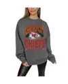 Gameday Couture Women's Charcoal Washington Commanders Long Weekend Premium Fleece Drop Shoulder Pullover Sweatshirt In Charcoal