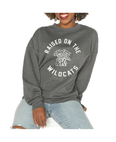 Gameday Couture Women's Charcoal Kentucky Wildcats Good Vibes Premium Fleece Drop Shoulder Pullover Sweatshirt In Gray
