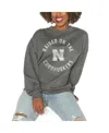 Gameday Couture Women's Charcoal West Virginia Mountaineers Good Vibes Premium Fleece Drop Shoulder Pullover Sweatsh In Charcoal