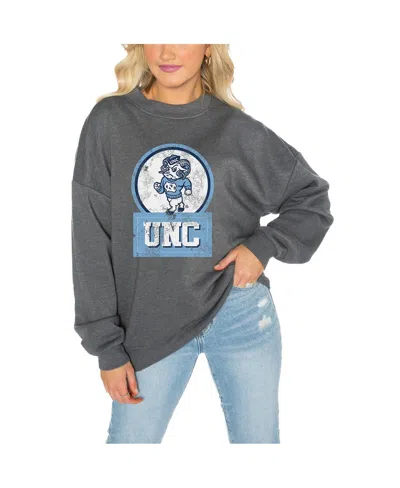 GAMEDAY COUTURE WOMEN'S CHARCOAL NORTH CAROLINA TAR HEELS DROP SHOULDER FLEECE DROP PULLOVER SWEATSHIRT