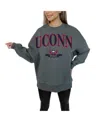 Gameday Couture Women's Charcoal Uconn Huskies Premium Fleece Drop Shoulder Pullover Sweatshirt In Gray
