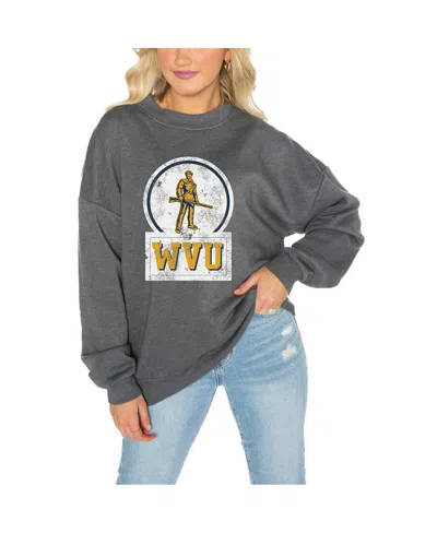 GAMEDAY COUTURE WOMEN'S CHARCOAL WEST VIRGINIA MOUNTAINEERS DROP SHOULDER FLEECE DROP PULLOVER SWEATSHIRT