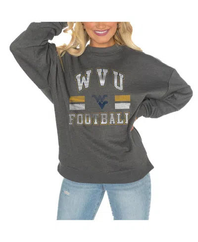 GAMEDAY COUTURE WOMEN'S CHARCOAL WEST VIRGINIA MOUNTAINEERS DROP SHOULDER FLEECE DROP PULLOVER SWEATSHIRT
