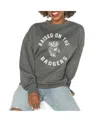 Gameday Couture Women's Charcoal West Virginia Mountaineers Good Vibes Premium Fleece Drop Shoulder Pullover Sweatsh In Charcoal