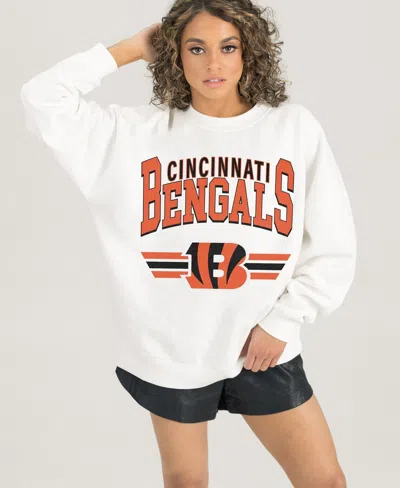 Gameday Couture Women's Cincinnati Bengals Swift Strike Premium Oversized Fleece Pullover Sweatshirt In White