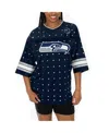 Gameday Couture Women's College Navy Seattle Seahawks Kickoff Time Allover Rhinestone Sports Stripe Jersey V-neck T- In College Navy