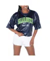 Gameday Couture Women's College Navy Seattle Seahawks Rise Up Sequin Cropped T-shirt In College Navy
