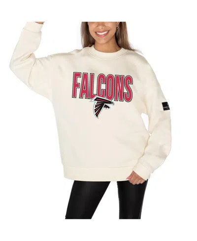 Gameday Couture Women's Cream Atlanta Falcons Premium Fleece Oversized Drop Shoulder Pullover Sweatshirt In White