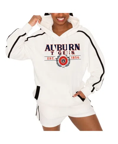 Gameday Couture Women's Cream Auburn Tigers Down, Set, Go Pullover Hoodie And Shorts Set In White