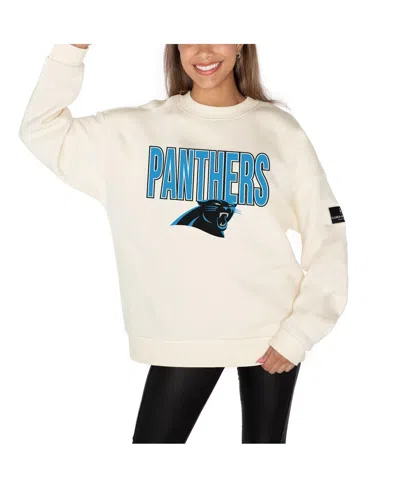 Gameday Couture Women's Cream Carolina Panthers Premium Fleece Oversized Drop Shoulder Pullover Sweatshirt In White