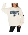 Gameday Couture Women's Cream Dallas Cowboys Premium Fleece Oversized Drop Shoulder Pullover Sweatshirt In White