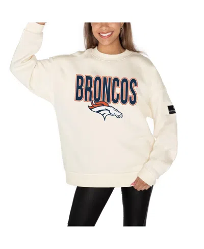 Gameday Couture Women's Cream Denver Broncos Premium Fleece Drop Shoulder Pullover Sweatshirt