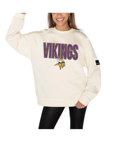 Gameday Couture Women's Cream Minnesota Vikings Premium Fleece Drop Shoulder Pullover Sweatshirt In White
