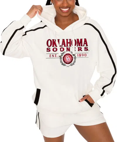 Gameday Couture Women's Cream Oklahoma Sooners Down, Set, Go Pullover Hoodie And Shorts Set In White