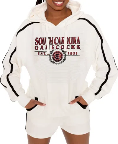 Gameday Couture Women's Cream South Carolina Gamecocks Down, Set, Go Pullover Hoodie And Shorts Set In White
