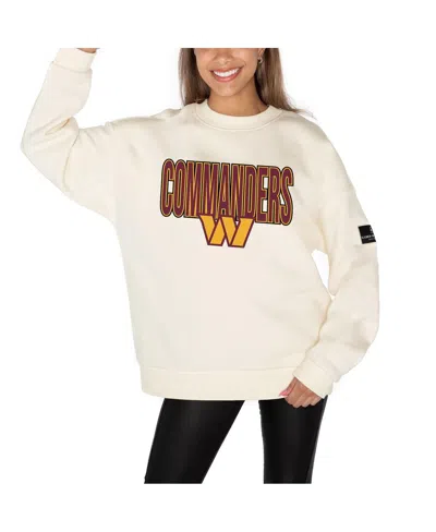 Gameday Couture Women's Cream Washington Commanders Premium Fleece Drop Shoulder Pullover Sweatshirt In White