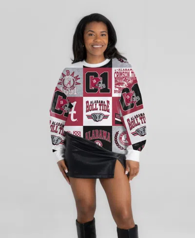 Gameday Couture Women's Crimson Alabama Crimson Tide Highlight Reel Patchwork Long-sleeves Pullover In Crimson,white