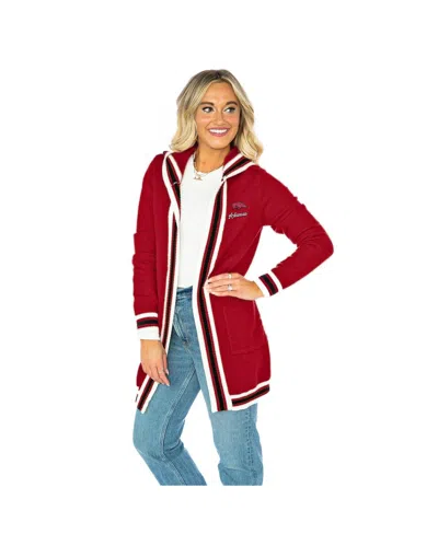 Gameday Couture Women's Crimson Arkansas Razorbacks Tri-blend Rounded Stripe Cardigan Sweater In Red