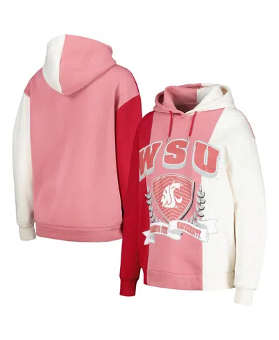 GAMEDAY COUTURE WOMEN'S CRIMSON WASHINGTON STATE COUGARS HALL OF FAME COLORBLOCK PULLOVER HOODIE