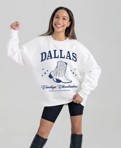 Gameday Couture Women's Dallas Cowboys Cheer Collection Boots Oversized Long-sleeve Fleece Crewneck Sweatshirt In White