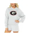 Gameday Couture Women's  Ash Georgia Bulldogs Team Effort Pullover Sweatshirt And Shorts Sleep Set In Ash