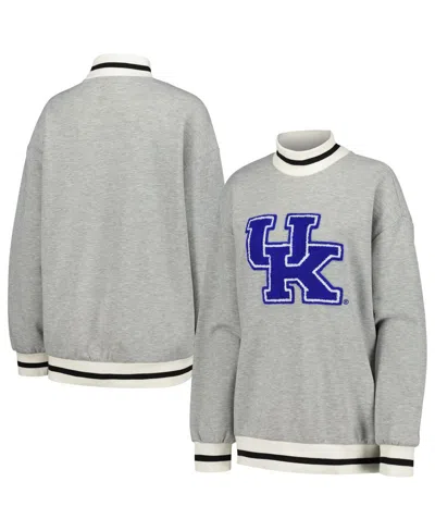 Gameday Couture Women's Gray Oklahoma Sooners In It To Win It Sporty Mock Neck Pullover Sweatshirt In Gray,black