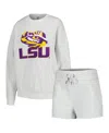 Gameday Couture Women's  Ash Lsu Tigers Team Effort Pullover Sweatshirt And Shorts Sleep Set In Ash