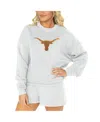 Gameday Couture Women's  Ash Texas Longhorns Team Effort Pullover Sweatshirt And Shorts Sleep Set In Ash