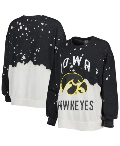 Gameday Couture Women's  Black Iowa Hawkeyes Twice As Nice Faded Dip-dye Pullover Sweatshirt